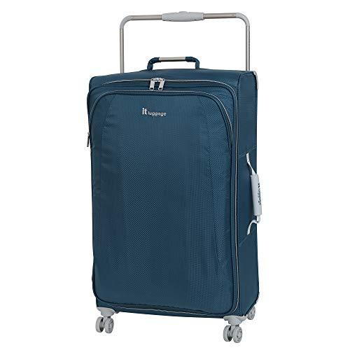 IT Luggage 27.6" World's Lightest 8 Wheel Spinner, Ashes with Vapor Blue Trim