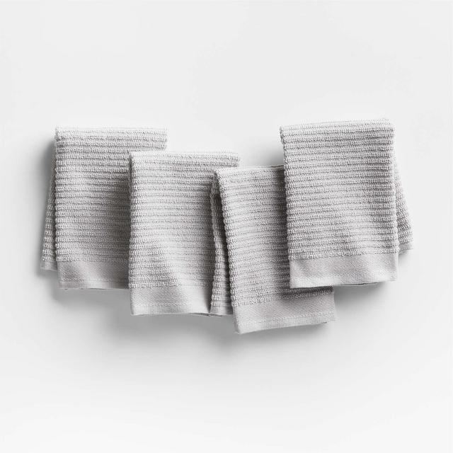 Ribbed Bar Mop Grey Organic Cotton Dishcloths, Set of 4