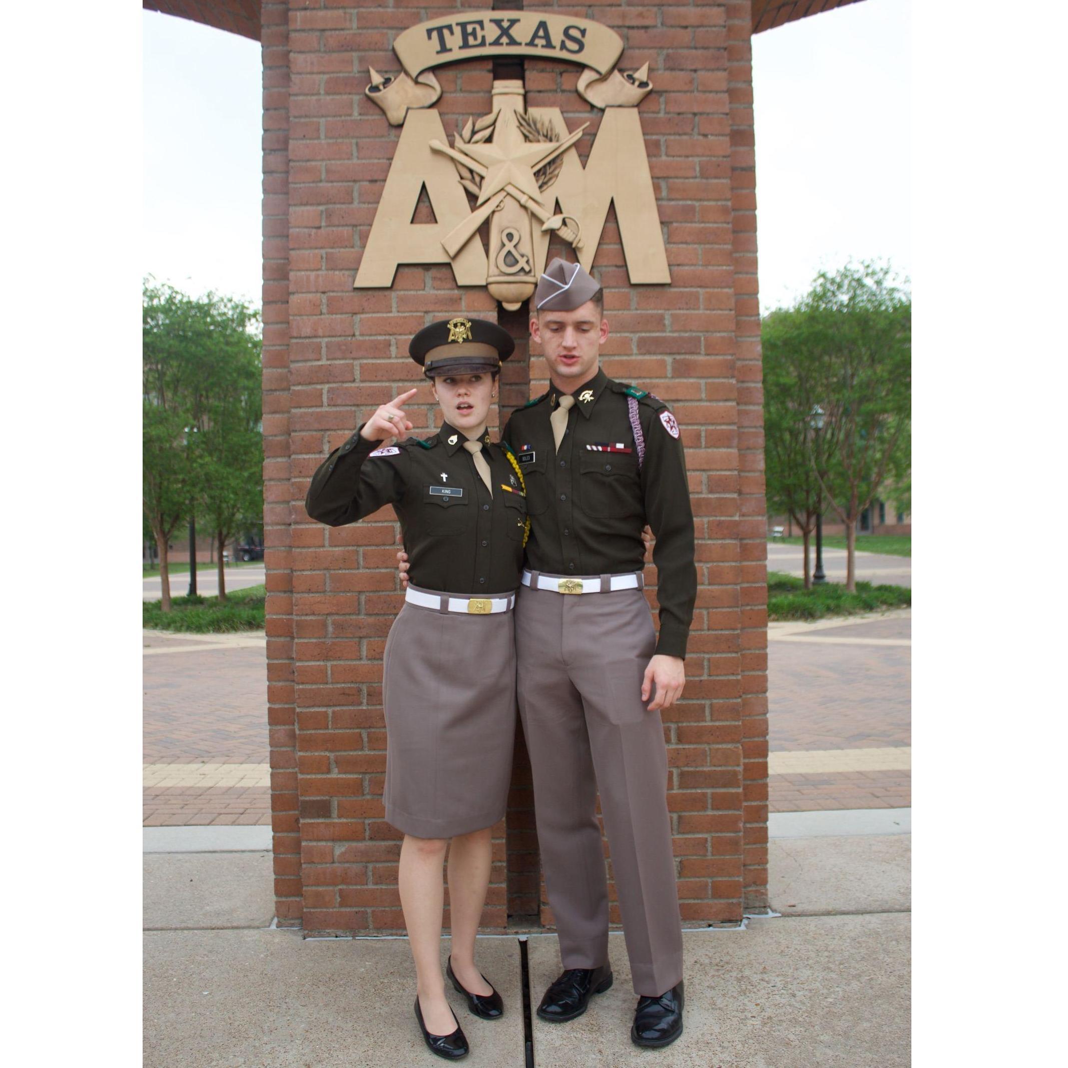 Earning your Aggie ring is a big deal to students at Texas A&M. Nathan and I dressed up in our nicest uniforms (nicknamed "midnights") for my ring day ceremony. I finally got to 90 credit hours!