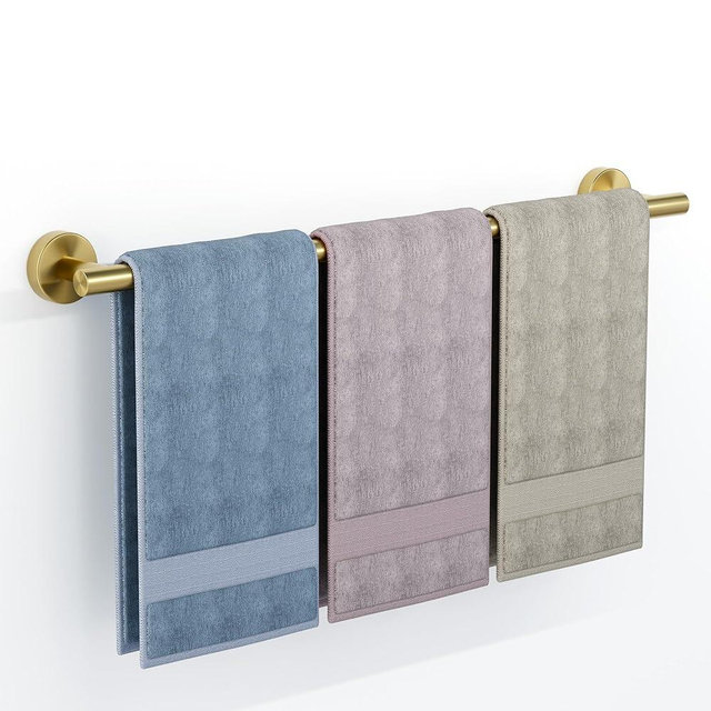 Brushed Gold Towel Bar, 24 Inch Towel Racks for Bathroom Wall Mounted, SUS304 Stainless Steel Bathroom Towel Holder, Total Length 26.4 Inch Towel Bars