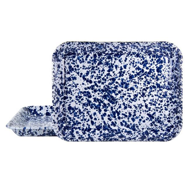 Set of 2 Cobalt Swirl Quarter Sheet Trays