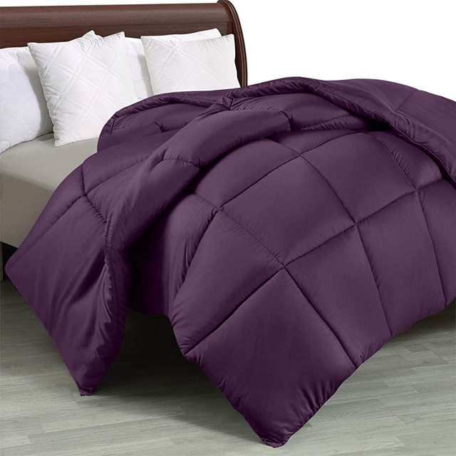 Utopia Bedding Comforter Duvet Insert - Quilted Comforter with Corner Tabs - Box Stitched Down Alternative Comforter (King, Plum)