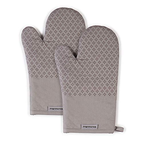 KitchenAid Asteroid Cotton Oven Mitts with Silicone Grip, Set of 2, Gray