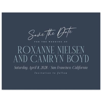 Grayed Navy, Blue Wedding Digital Save the Date - Kosrae Landscape